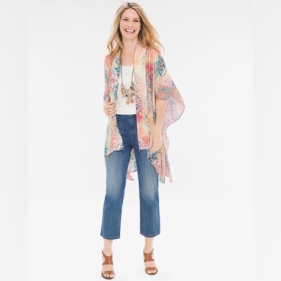 Chico’s Multi-Colored Printed Ruana Size Small Medium - Picture 3 of 8
